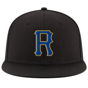 Custom Black Royal-Gold Stitched Adjustable Snapback Hat